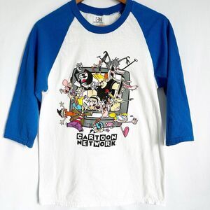 Cartoon Network T Shirt Unisex Small White Blue Johnny‎ Bravo Dexter Ed Edd Eddy